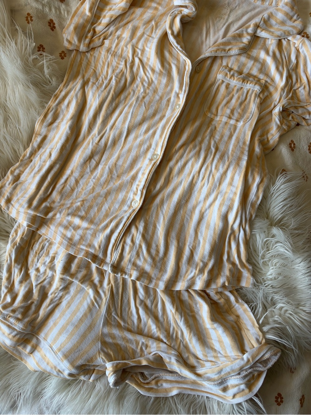 Stars Above Soft Stripe Women’s Pajama Set - Cream & Yellow
